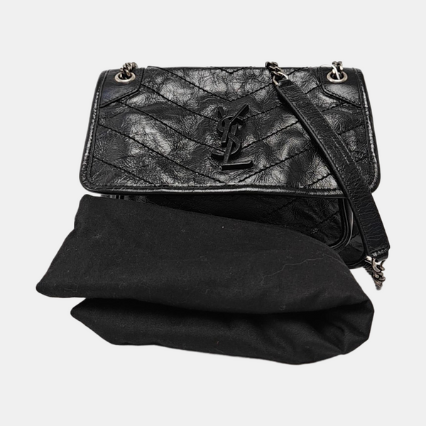 NIKI Small Chevron Calfskin Black