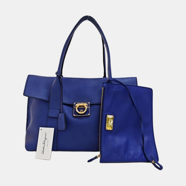 Calfskin Shoulder Bag Blue