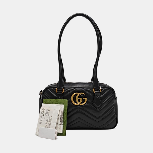 GG Marmont Small Quilted Calfskin Black