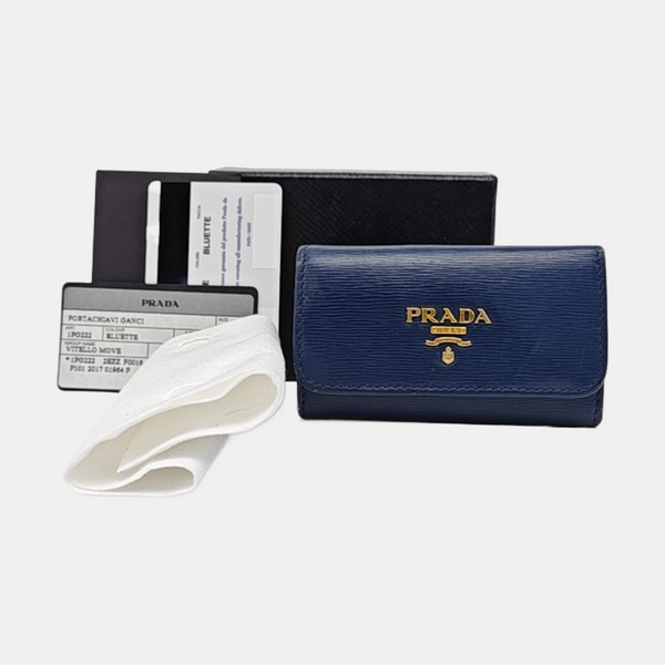 Saffiano Calfskin Key Pouch Blue