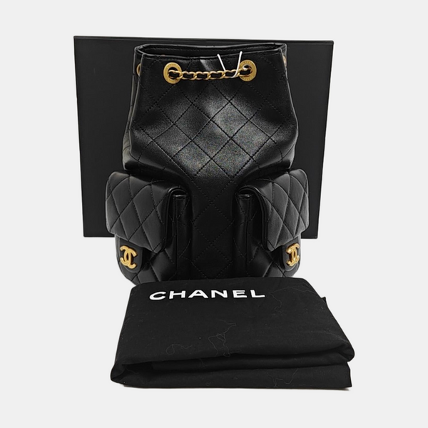 Quilted Lambskin Backpack Black