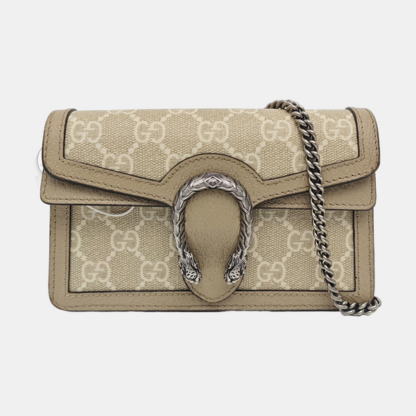 Dionysus Super Mini Monogram Coated Canvas Beige