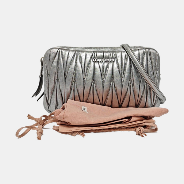 Quilted Lambskin Shoulder Bag Silver