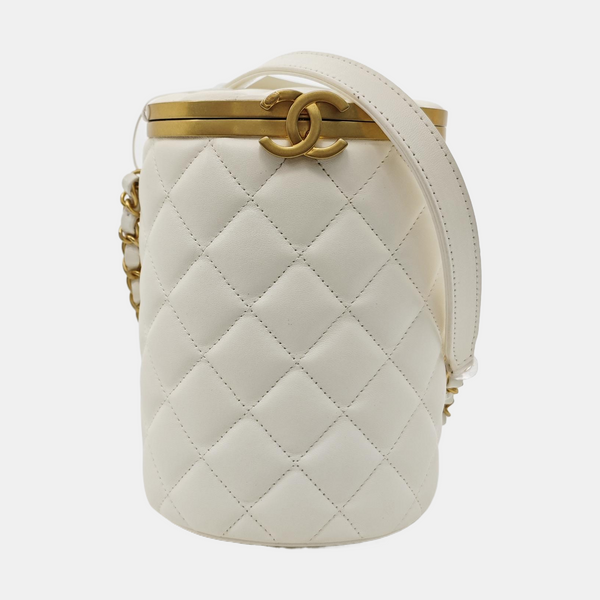 CROWN BOX VANITY Quilted Lambskin White