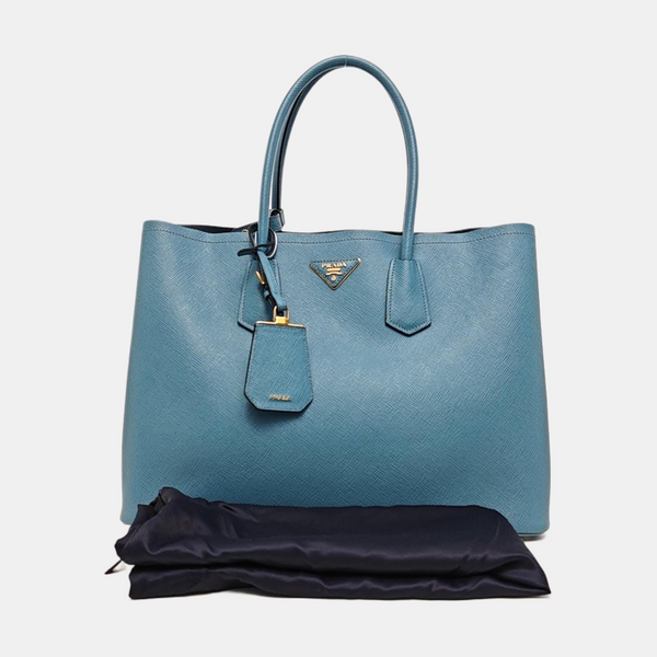 Double Large Saffiano Calfskin Blue