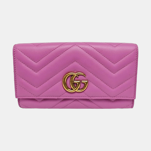 GG Marmont Super Mini Quilted Calfskin Pink Wallet