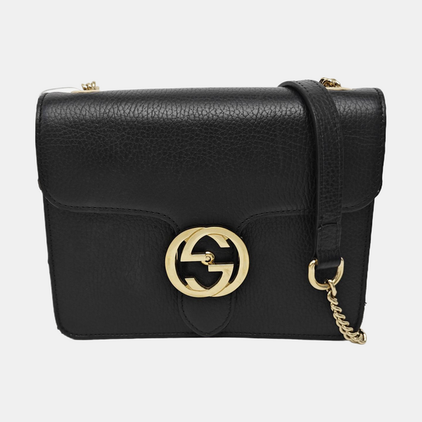 Interlocking G Small Calfskin Black