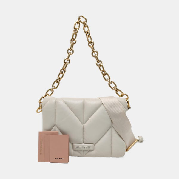 Quilted Lambskin Shoulder Bag White