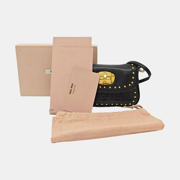 Quilted Lambskin Shoulder Bag Black