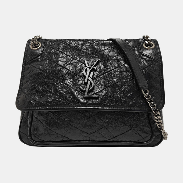 NIKI Medium Chevron Calfskin Black