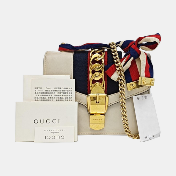 Authenticated pre-owned Sylvie Mini Calfskin White - Shoulder Bag at Looply