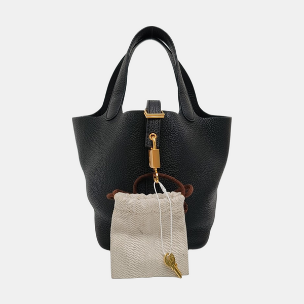 Authenticated pre-owned Picotin Lock Clemence Black - Bucket Bag at Looply
