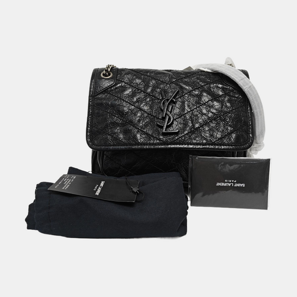 NIKI Small Chevron Calfskin Black