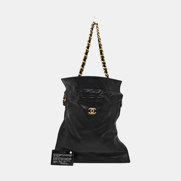 Quilted Lambskin Shoulder Bag Black