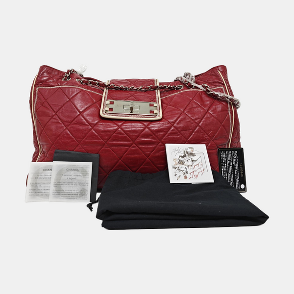 Quilted Lambskin Shoulder Bag Red
