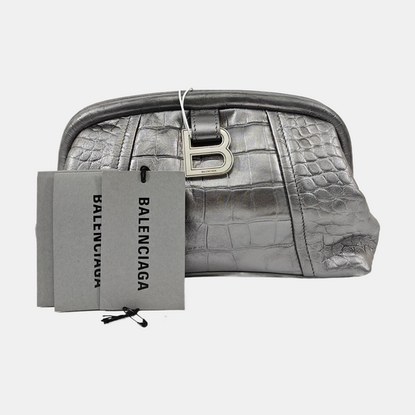 Calfskin Clutch Extra Small Silver