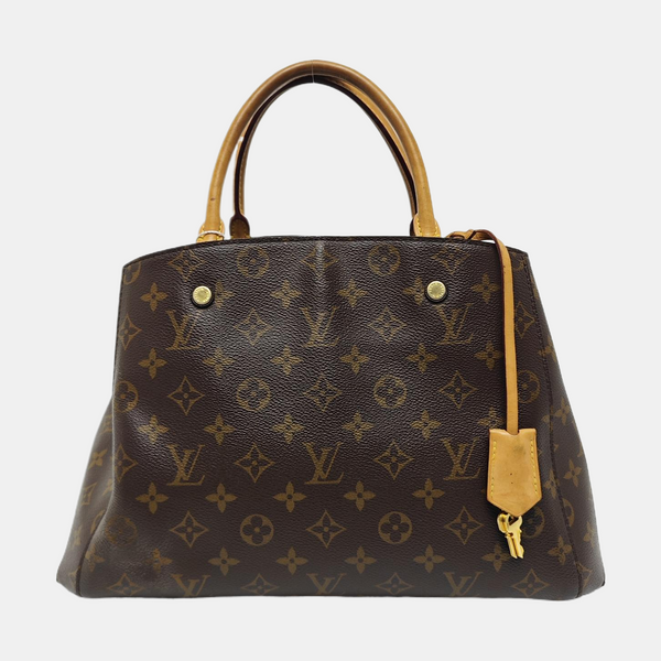 MONTAIGNE MM Monogram Coated Canvas Brown