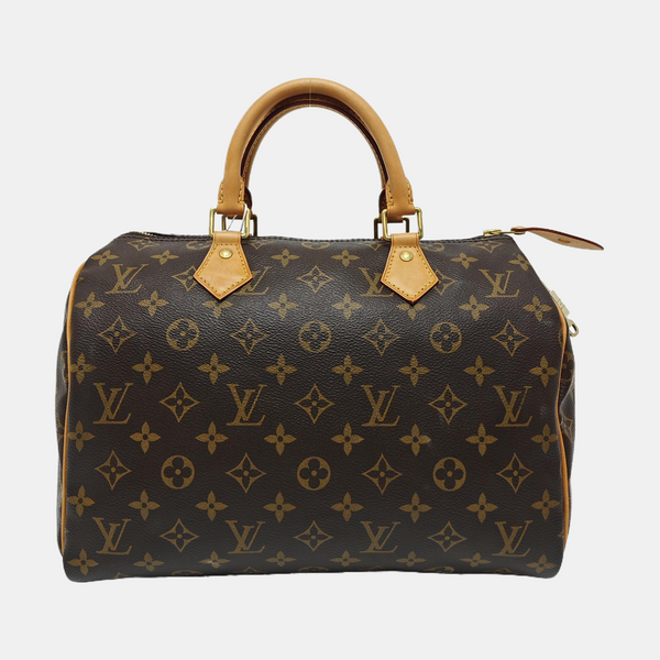 Authenticated pre-owned SPEEDY 30 Monogram Coated Canvas Brown - Top Handle Bag at Looply