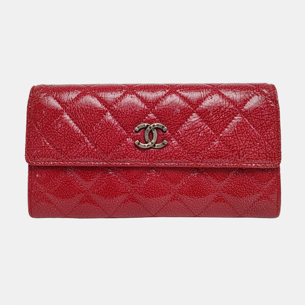 Quilted Patent Lambskin Wallet Pink