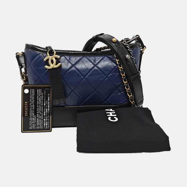 Authenticated pre-owned GABRIELLE Quilted Calfskin Blue - Crossbody Bag at Looply