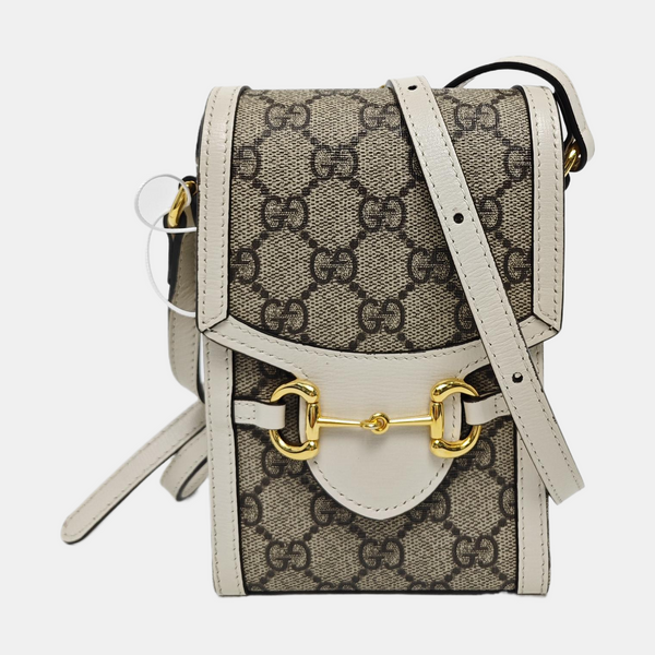 Authenticated pre-owned Horsebit 1955 Mini Coated Canvas Beige - Crossbody Bag at Looply