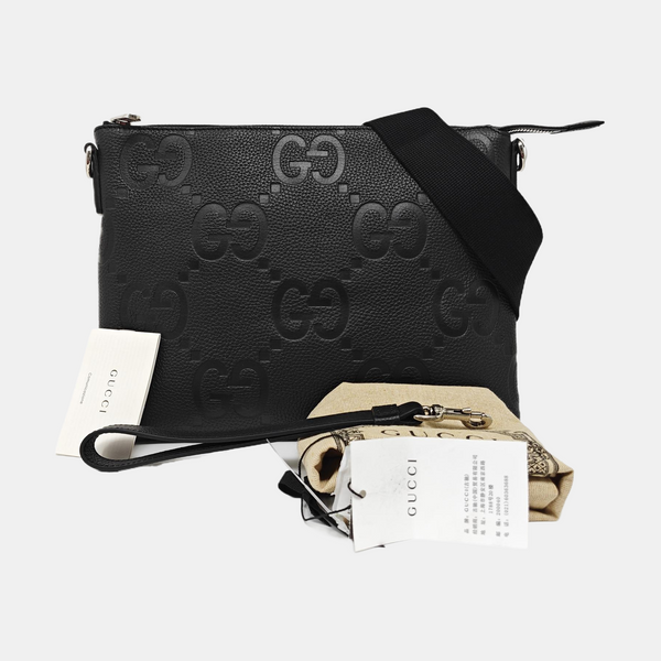 Monogram Leather Crossbody Bag Black