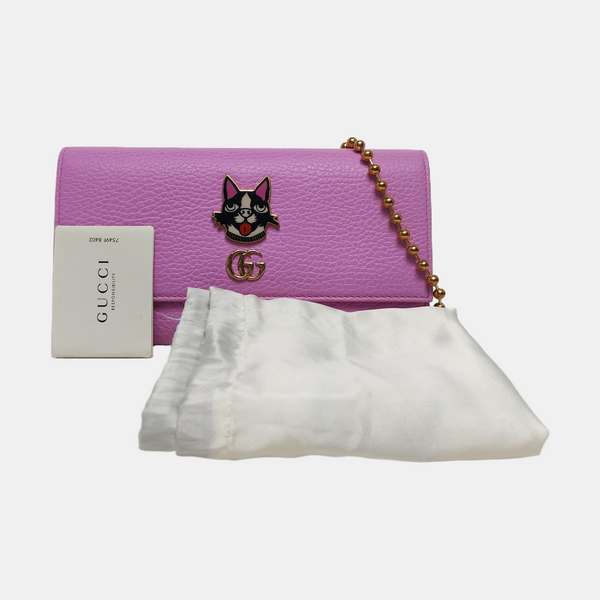 Authenticated pre-owned GG Marmont Calfskin Pink - Clutch at Looply