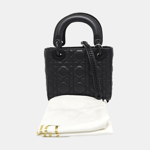 Lady Dior Mini Cannage Calfskin Black