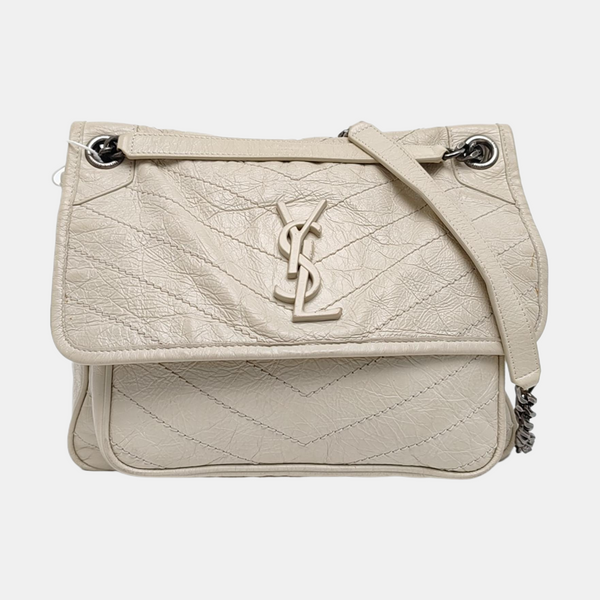 NIKI Medium Chevron Calfskin Beige