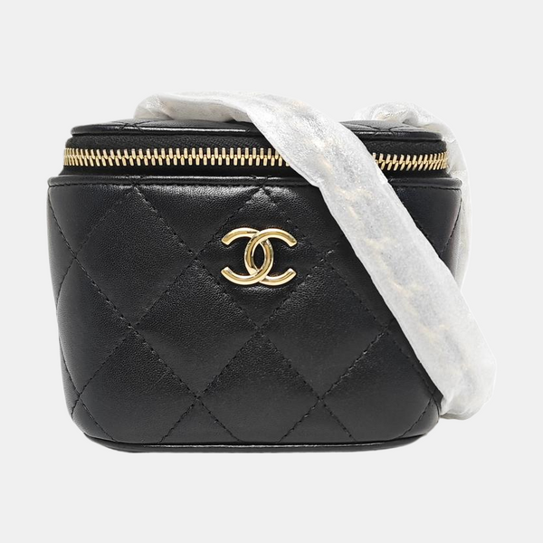VANITY CASE Mini Quilted Lambskin Black