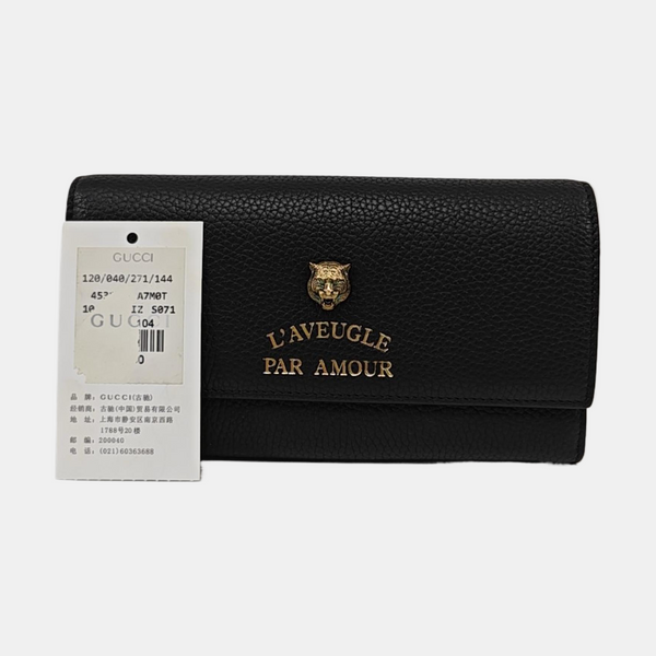 Animalier Calfskin Black Wallet
