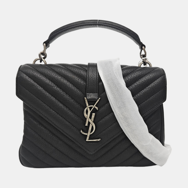 COLLEGE Medium Chevron Lambskin Black