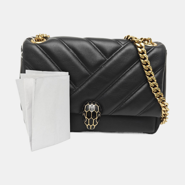 SERPENTI CABOCHON Small Quilted Calfskin Black