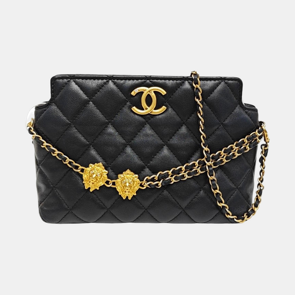 Quilted Lambskin Shoulder Bag Black