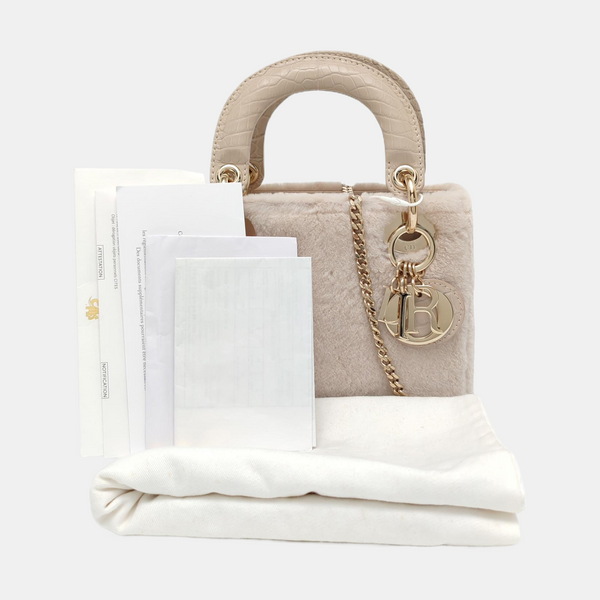 Lady Dior Mini Fur Beige