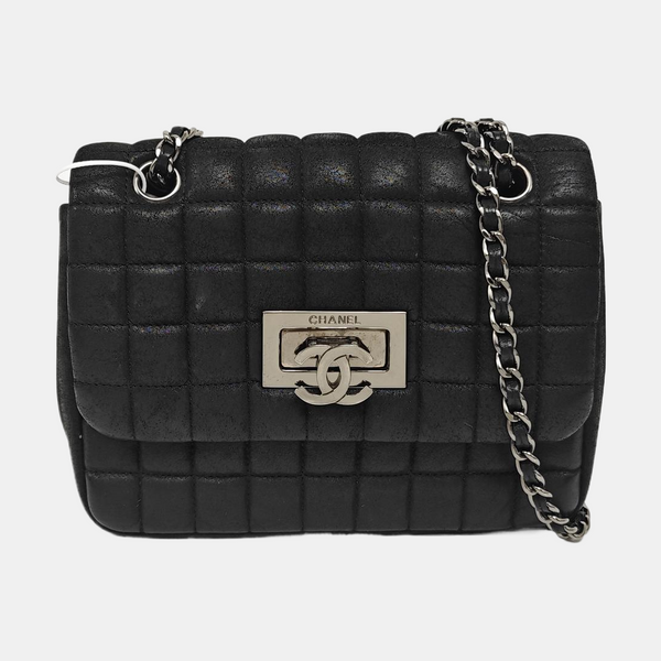Quilted Calfskin Shoulder Bag Black