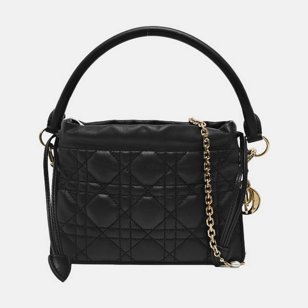 Cannage Lambskin Shoulder Bag Black