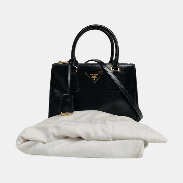 Galleria Small Saffiano Calfskin Black