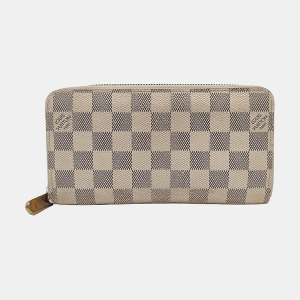 ZIPPY Damier Azur Coated Canvas White Wallet