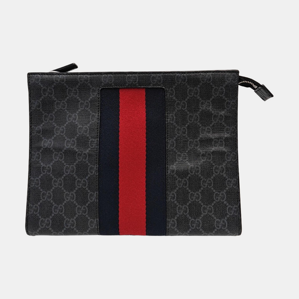 GG Supreme Monogram Coated Canvas Gray