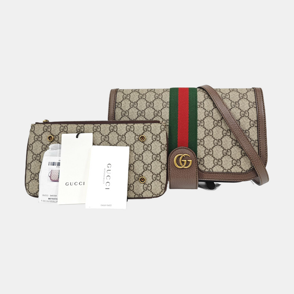 Ophidia Small Monogram Coated Canvas Beige