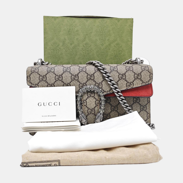Dionysus Small Monogram Coated Canvas Beige