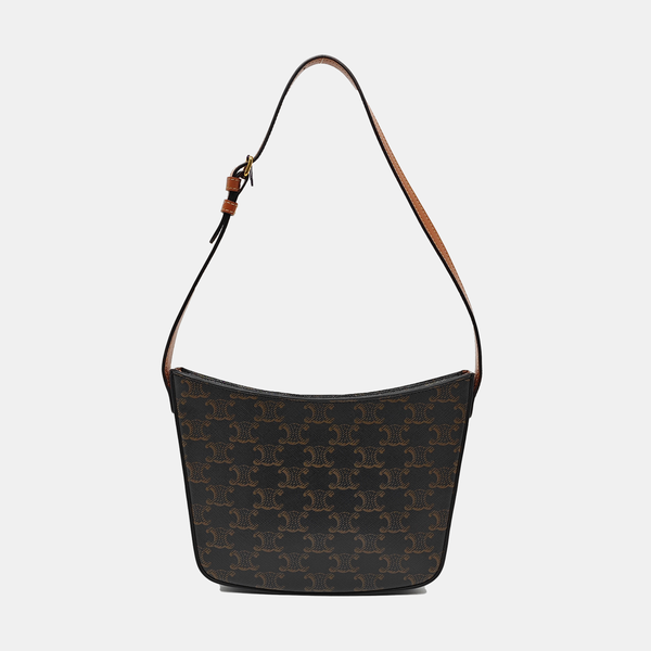 Coated Canvas Shoulder Bag Medium Brown