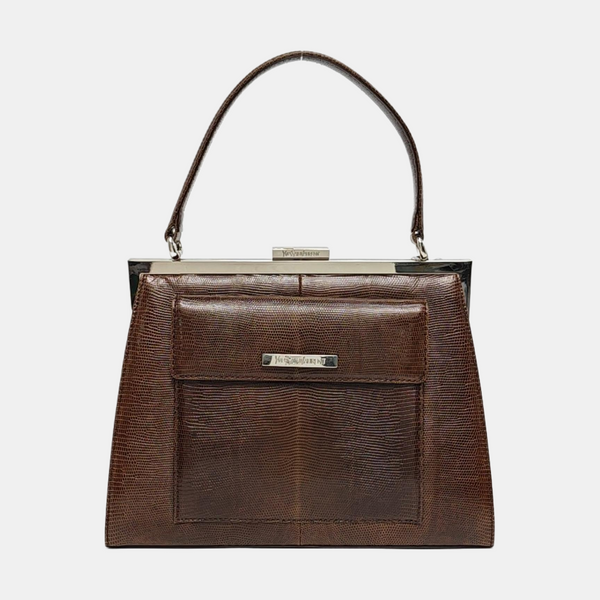 Lizard Top Handle Bag Brown