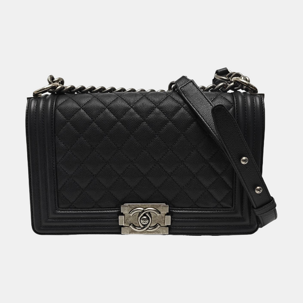 BOY CHANEL Medium Quilted Calfskin Black