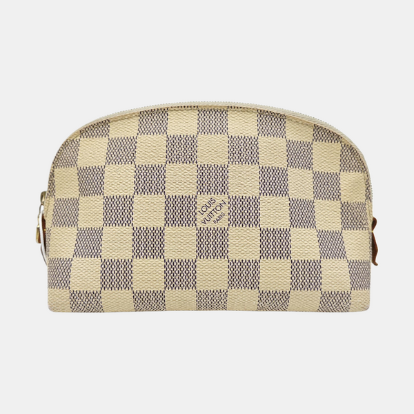 COSMETIC PM Damier Azur Coated Canvas White
