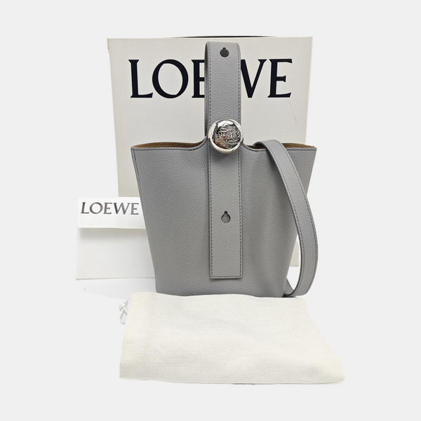Pebble Bucket Mini Calfskin Gray