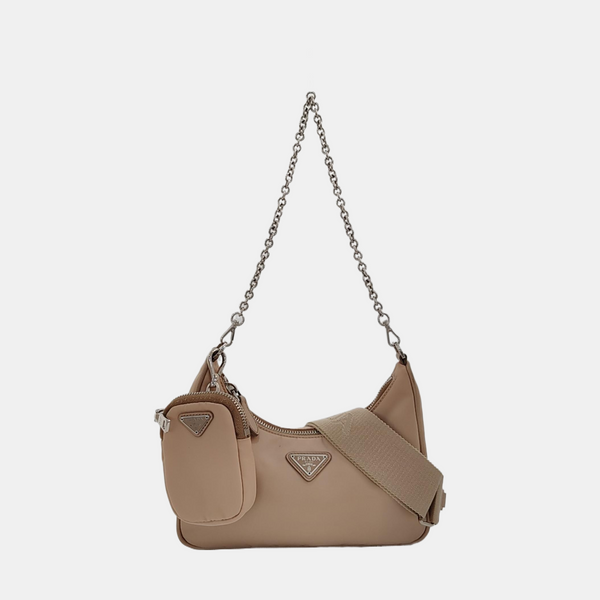 Authenticated pre-owned Re-Edition2005 Nylon Beige - Shoulder Bag at Looply