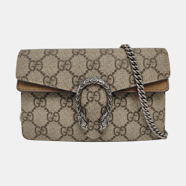 Dionysus Super Mini Monogram Coated Canvas Beige