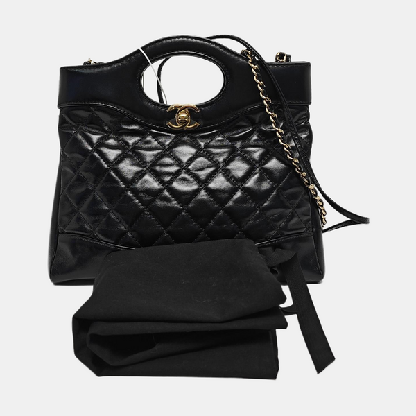 CHANEL 31 Mini Quilted Waxed Cafskin Black